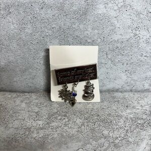 Silver Snowman and Snowflake Earrings